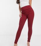 Asos Design Tall High Waist Pants In Skinny Fit-red