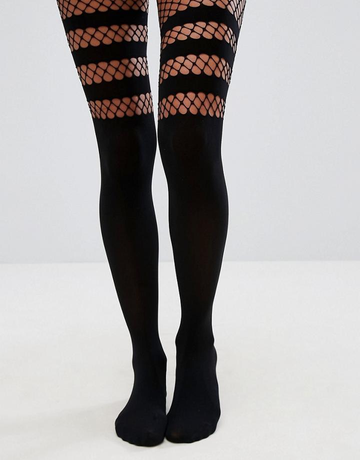 Asos Fishnet Otk Tights - Black
