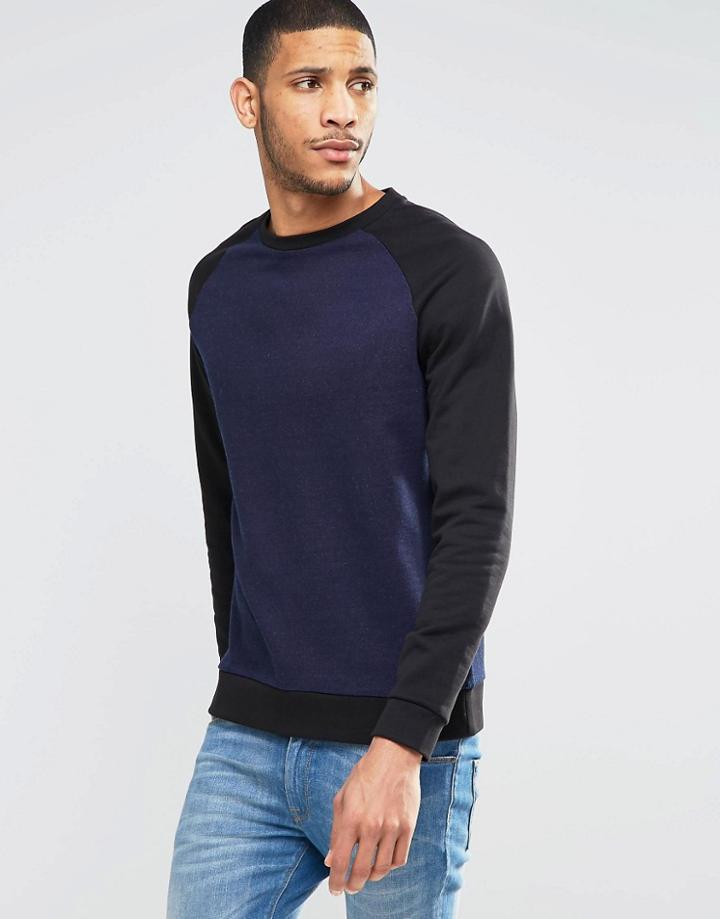 Asos Cut & Sew Sweatshirt In Navy - Navy