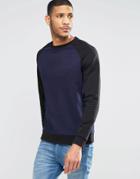 Asos Cut & Sew Sweatshirt In Navy - Navy