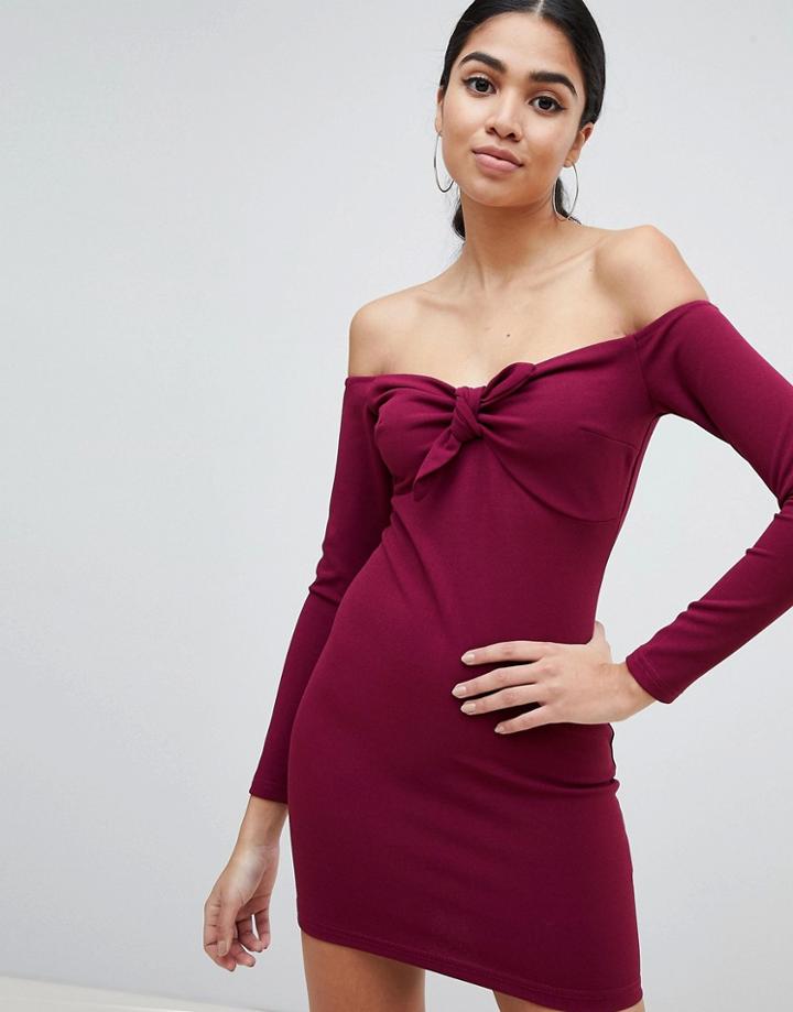 Ax Paris Bodycon Bardot Dress-purple