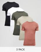 Asos 5 Pack Extreme Muscle Fit T-shirt Save - Multi