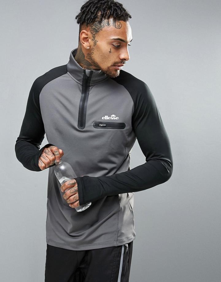 Ellesse Long Sleeve T-shirt With Zip Neck - Black