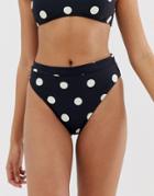 Billabong Reversible High Leg Spot Bikini Bottom In Black And White-multi
