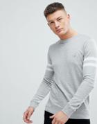 Le Breve Lightweight Knitted Sweater With Arm Stripe - Gray