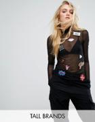 Noisy May Tall Roll Neck Long Sleeve Badge Top - Black