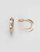 Asos Mini Criss Cross Hoop Earrings - Gold