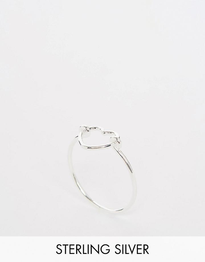 Asos Sterling Silver Fine Open Heart Ring - Silver