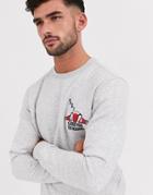 Jack & Jones Originals Holidays Off Duty Santa Crew Neck Sweat In Gray