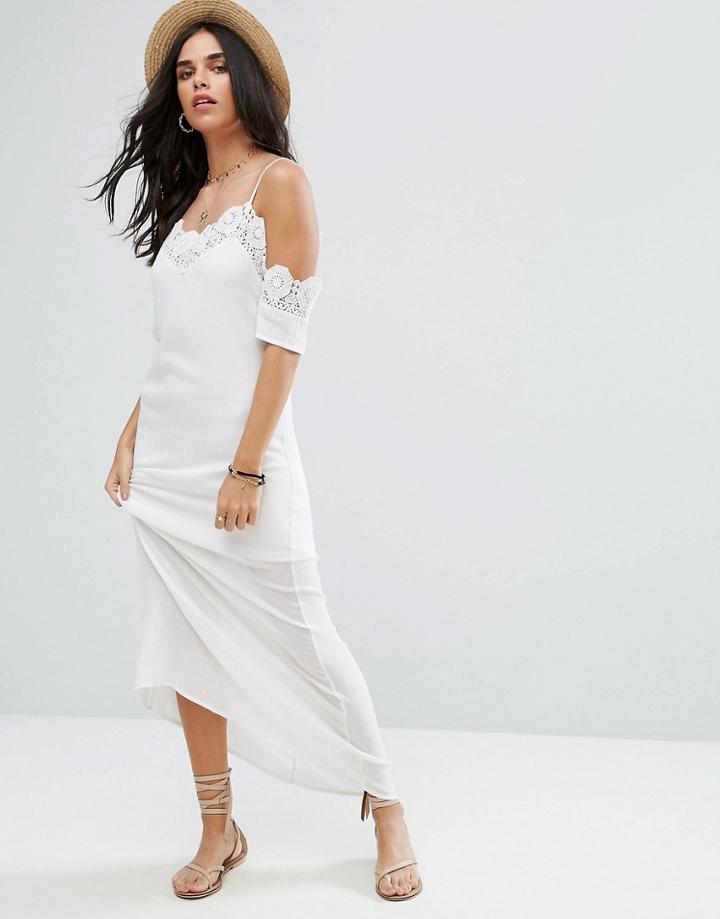 Raga Lotus Crochet Trim Maxi Dress - White