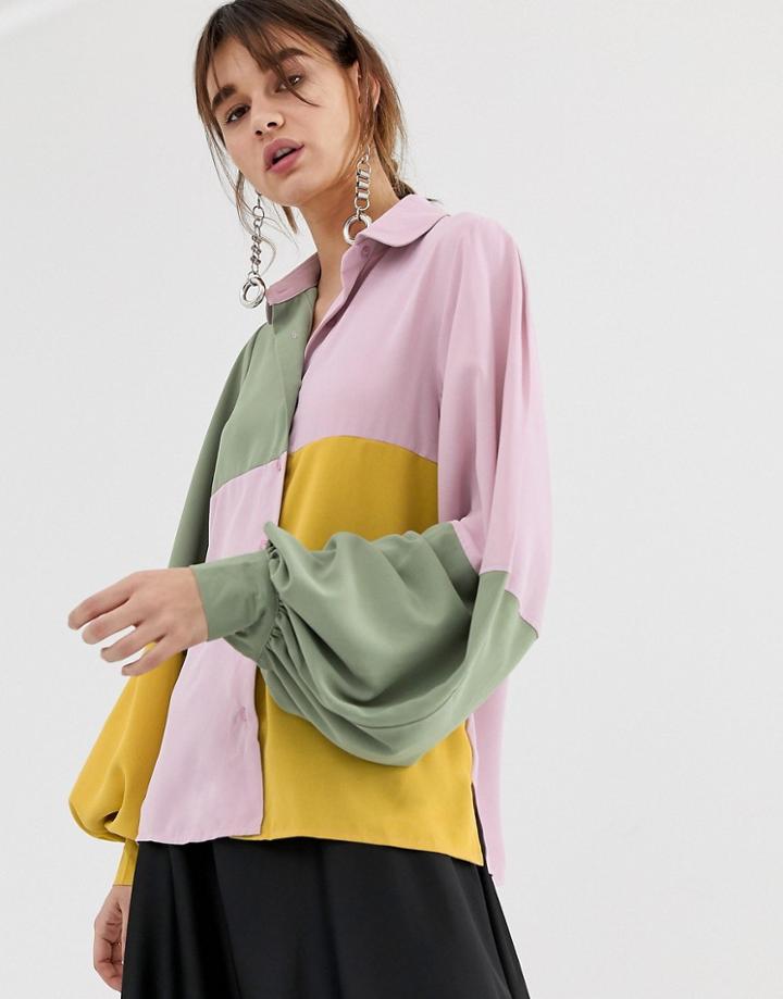 Ghospell Blouse In Color Block - Multi