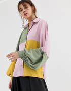 Ghospell Blouse In Color Block - Multi