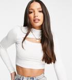 Parisian Tall Cut Out Front Crop Top In White