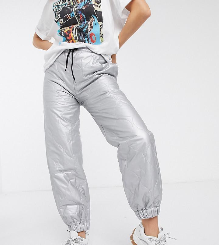 Reclaimed Vintage Inspired Quilted Jogger In Silver-multi