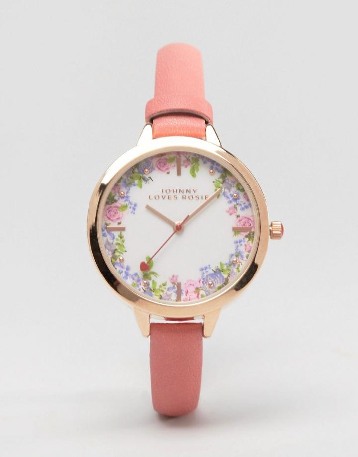 Johnny Loves Rosie Floral Pink Watch - Pink