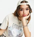 Reclaimed Vintage Inspired Organic Cotton T-shirt With Retro Wave Print In Cream-white