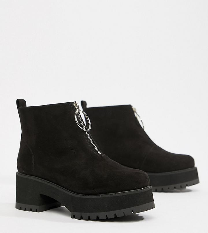 Asos Design Wide Fit Brianna Chunky Zip Boots-black