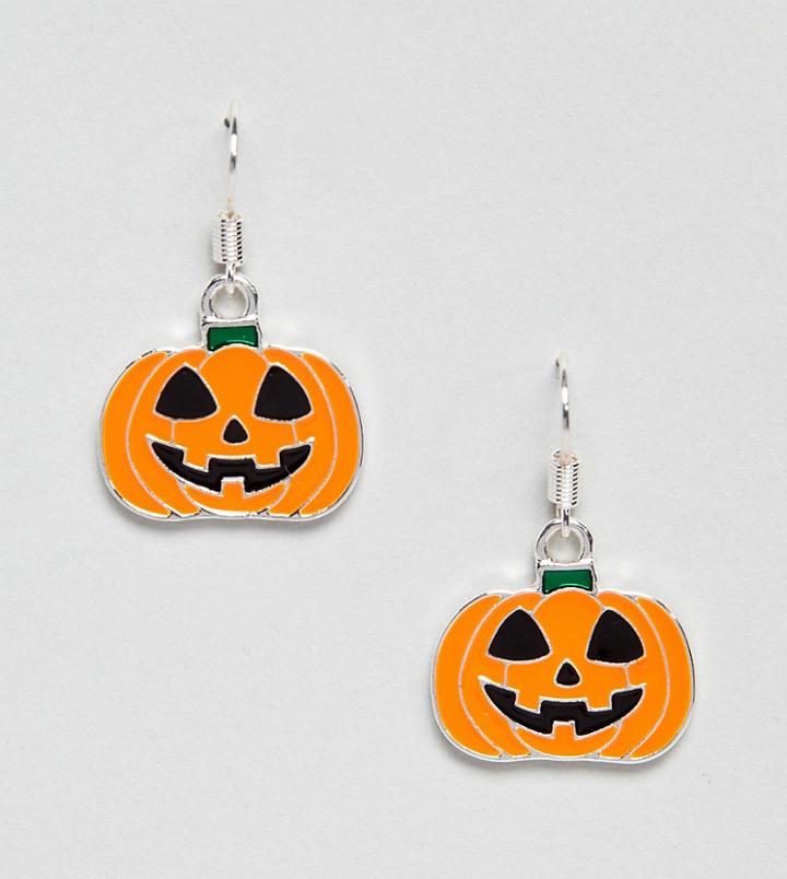 Monki Halloween Pumpkin Earrings In Orange - Black