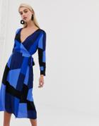 Vero Moda Color Block Wrap Dress-multi