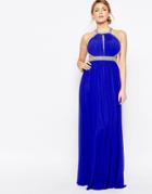 Forever Unique Maxi Dress With Embellishment - Sax Blue