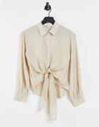 Emory Park Relaxed Shirt With Tie Front In Texture-neutral