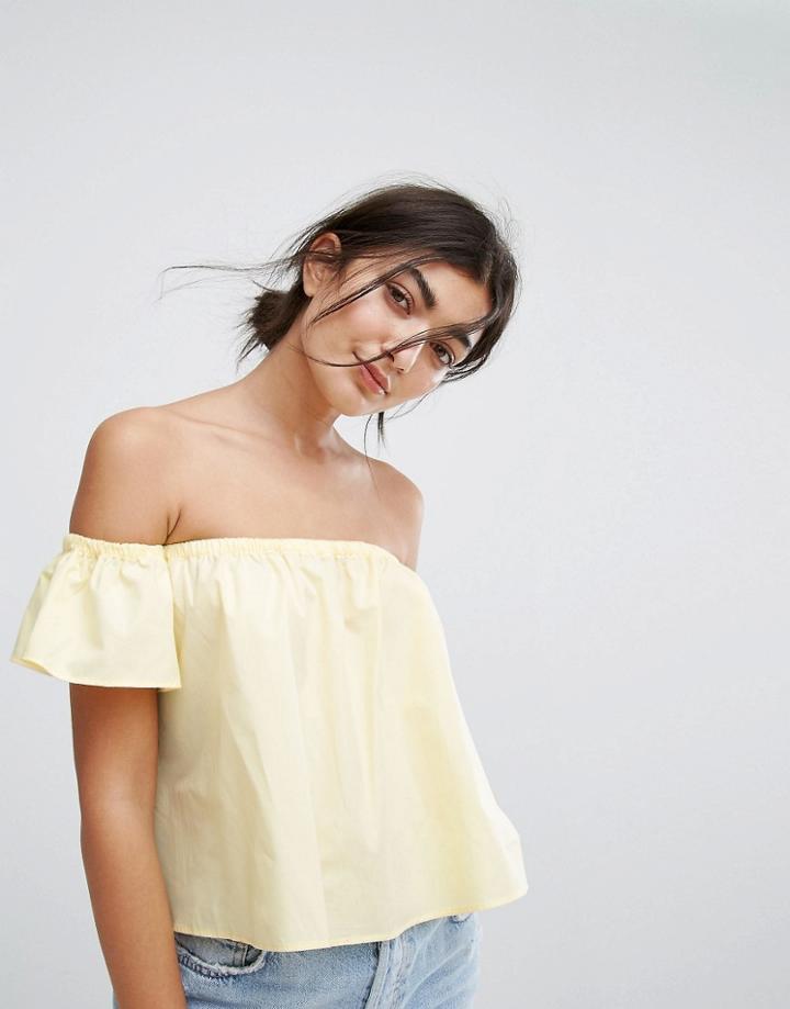 Bershka Off The Shoulder Top - Yellow