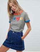 Wrangler Multi Color Logo Ringer T Shirt - Gray
