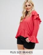 Alice & You Top With Ruffle Layers In Sheer Fabric - Red