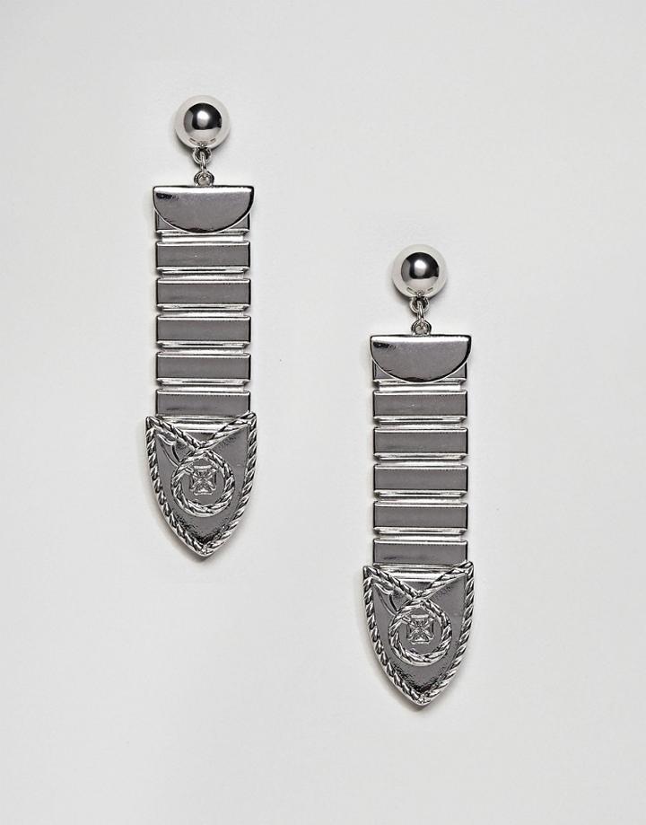 Asos Metal Tipped Buckle Earrings - Brown