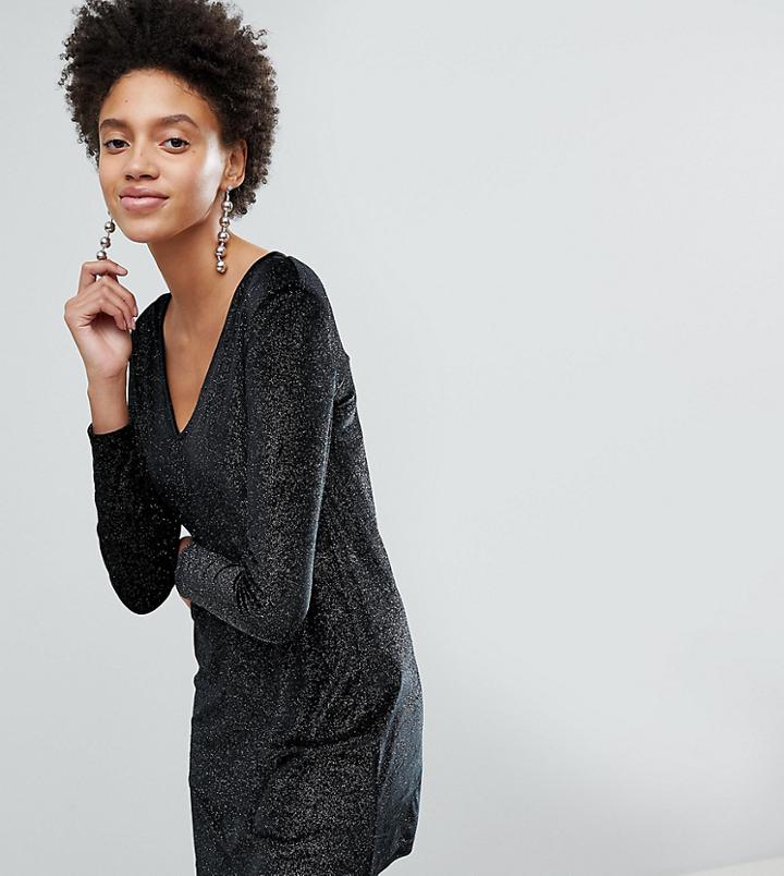 Stradivarius Puff Shoulder Glitter Dress