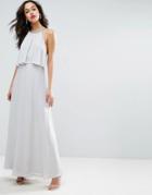 Asos Embellished Strap Back Crop Top Maxi Dress - Gray