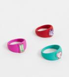 Asos Design Curve Exclusive Pack Of 3 Rings In Color Pop Design With Jewels