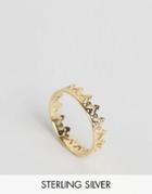 Asos Gold Plated Sterling Silver Heart Crown Ring - Gold