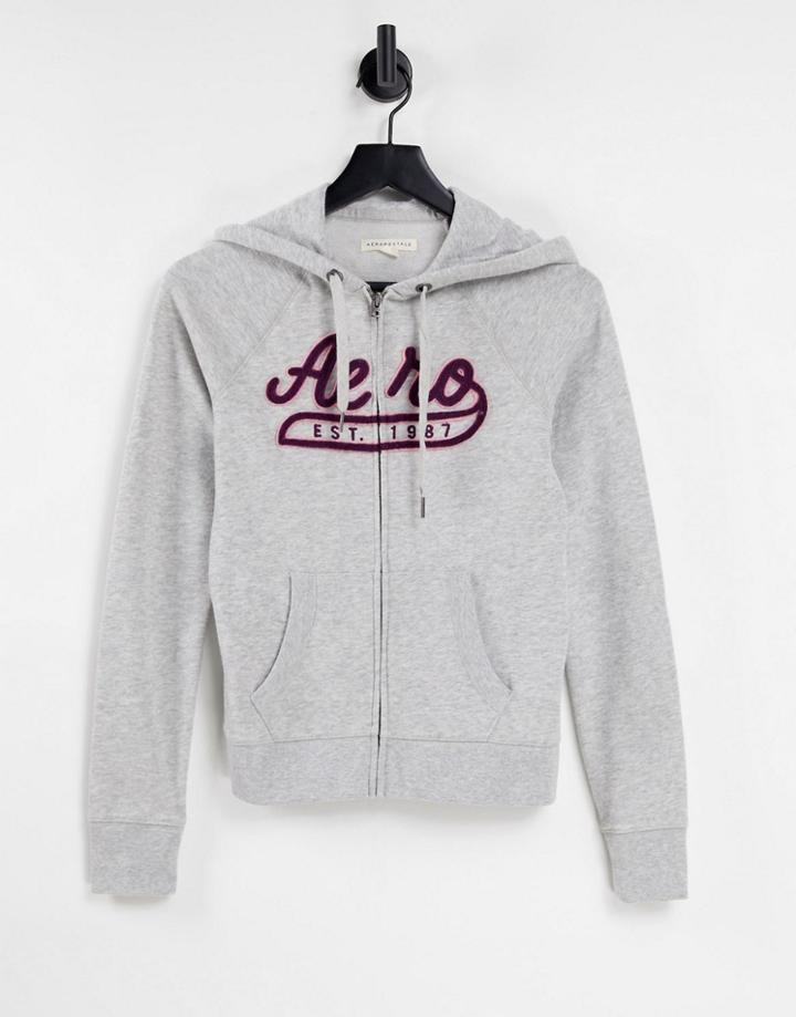 Aeropostale Hoodie In Light Heather Gray - Part Of A Set-grey