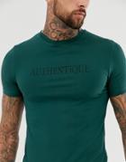 Asos Design Skinny T-shirt With Authentique Chest Print-green