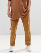 Asos Straight Leg Drop Crotch Cargo Pants In Cropped Length In Sand - Brown