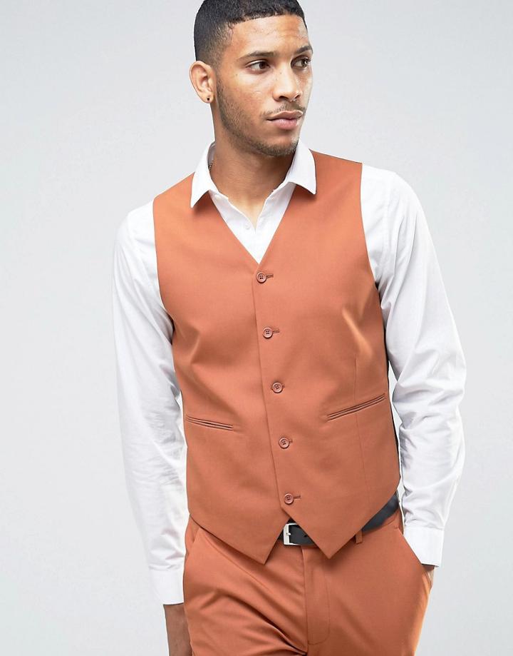 Asos Skinny Vest In Rust - Tan