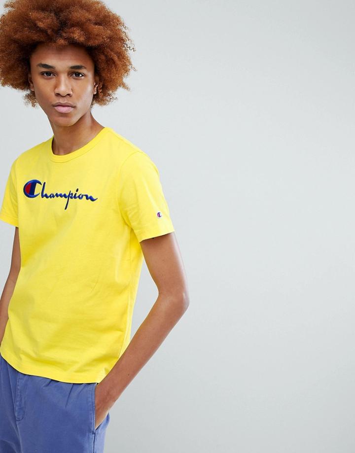 Champion T-shirt With Large Logo In Yellow - Yellow