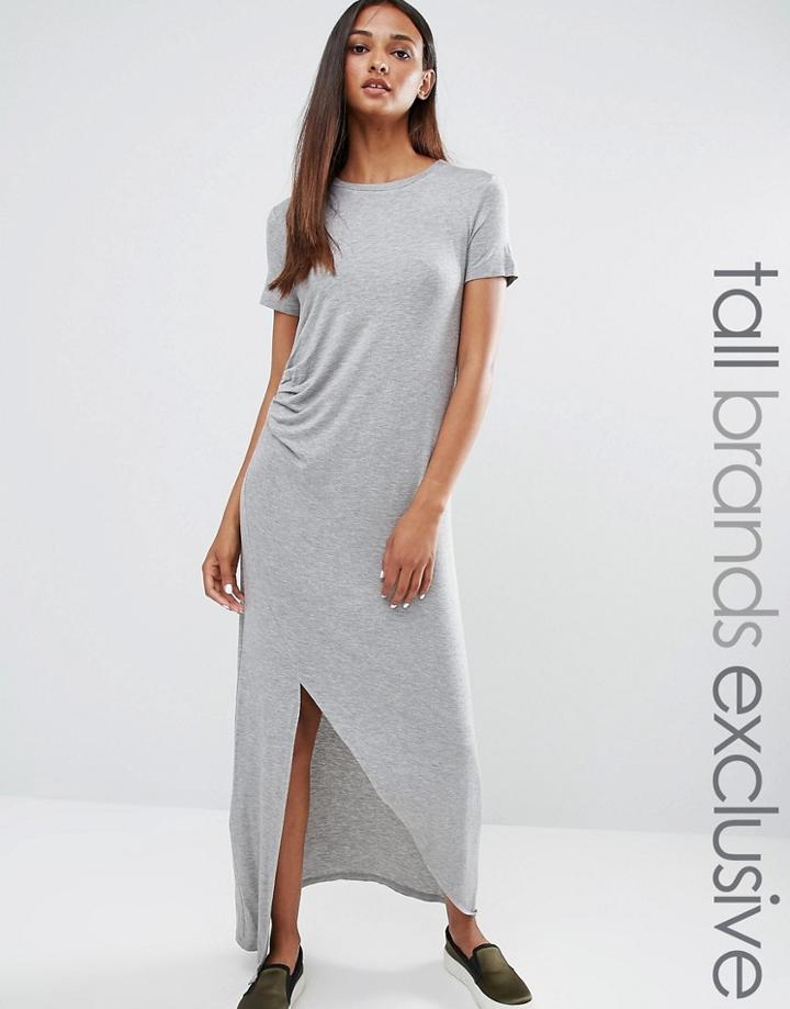 One Day Tall Ruched Front Midi Dress - Gray