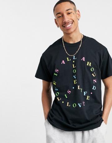 New Love Club Feel The Love Oversized T-shirt In Black