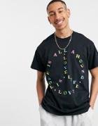 New Love Club Feel The Love Oversized T-shirt In Black