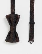 Devils Advocate Gold Black Brocade Bow Tie - Gold