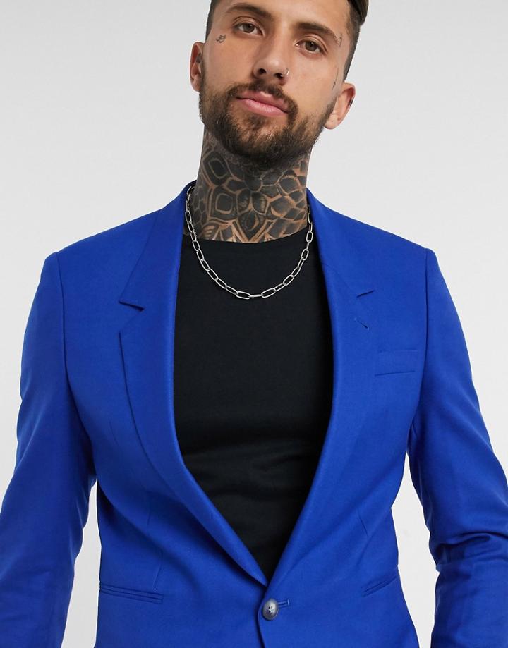 Asos Edition Slouch Suit Blazer In Blue - Part Of A Set-blues