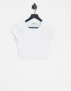 Adidas Originals Adicolor Three Stripe Cropped T-shirt In Almost Blue