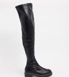 Asos Design Petite Kate Flat Over The Knee Boots In Black