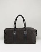 Paul Costelloe Canvas & Leather Carryall In Khaki - Brown
