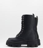 Asos Design Wide Fit Acoustic Chunky Lace Up Boots In Black