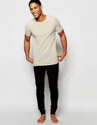 Asos Loungewear Muscle T-shirt In Oatmeal Waffle Linen Fabric - Oatmeal