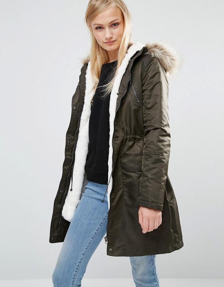 Oasis Diana Detachable Lining Parka - Green