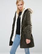 Oasis Diana Detachable Lining Parka - Green